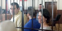 <p>Photo: Marat Abdulgalimov, Arsen Abdullaev, Anton Dergalev, Maria Karpova in the courtroom (July 2019) </p>