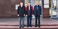 Auf dem Foto: Vladimir Chesnokov, Valery Yakovlev, Vladimir Dutkin, April 2022