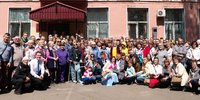 Pavel and Darya Kazadaev surrounded by friends on the day of the verdict