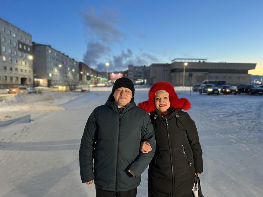 Aleksandr Polozov and his wife, Svetlana. Norilsk, December 2023