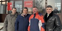 Sergueï Galyamine, Vladimir Spivak, Anatoliy Lyamo et Alexander Vasichkin au palais de justice