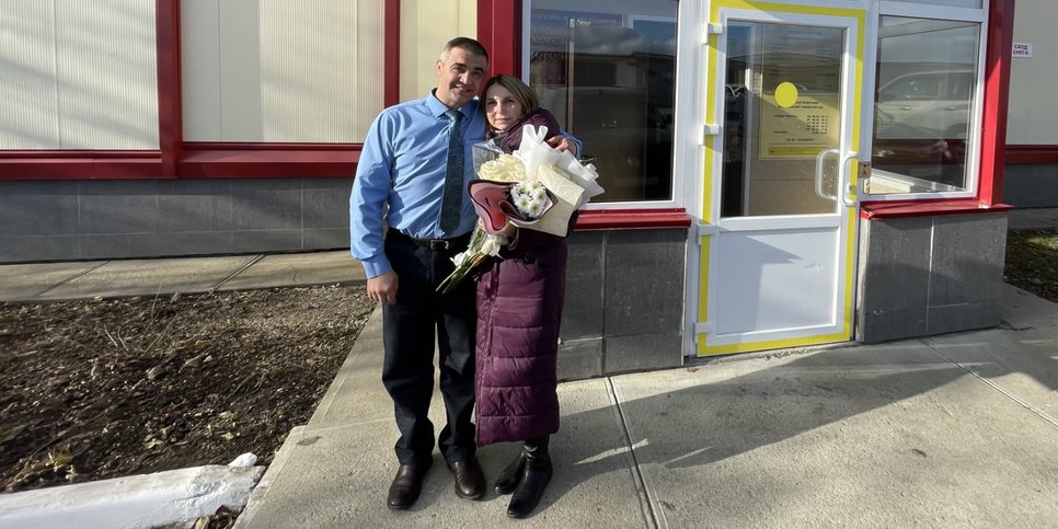 Roman Gumenyuk and his wife Olesya after the verdict. November 19, 2024