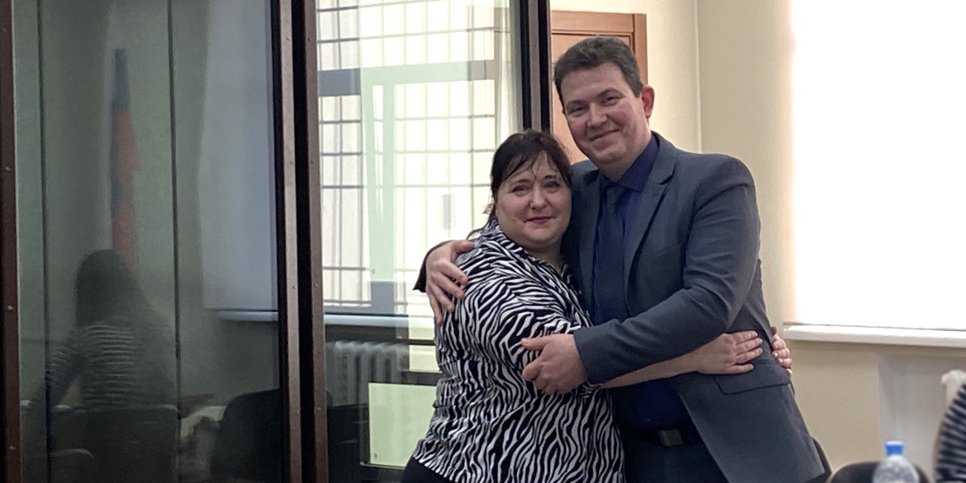 Valeriy Klokov and his wife, Natalya, on the day of the verdict, February 2025