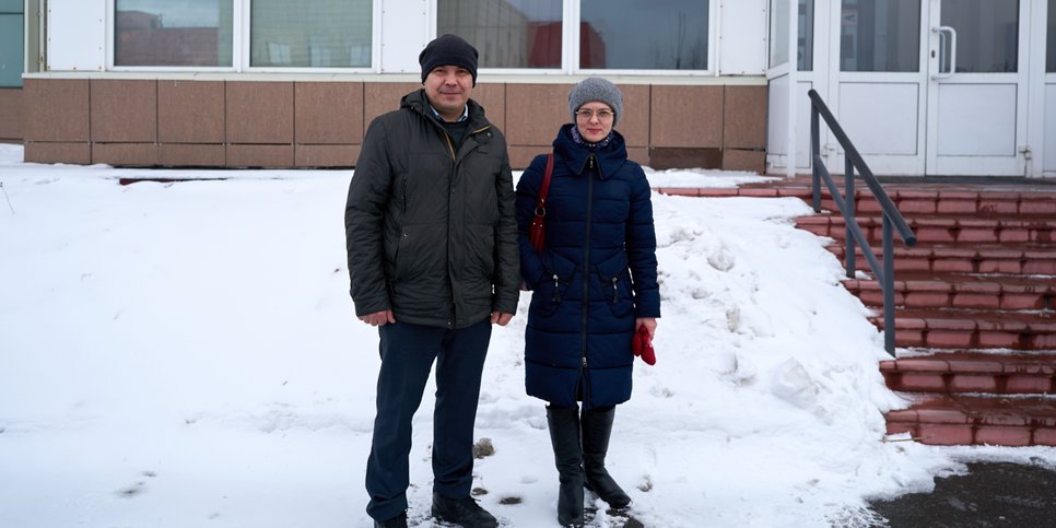 Sergey and Yelena Chechulin on the day the second verdict was announced. February 2025